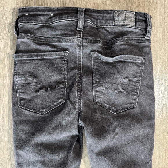 AEO Black High Rise Skinny Distressed Denim Jeans 0 Short - Picture 4 of 11